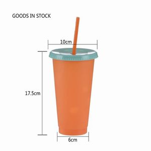 Amazon 24oz BPAフリーカラー変更水ボトルタンブラーファッショナブルなPPコーヒーペットボトルタンブラー