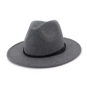 Handmade Plain Plain tingido abrangente lã Fedora jazz chapéu para homens homens de partido estilo panamá