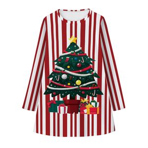 New Kids Baby Clothes Popular Children's Girls Dresses Christmas Tree Stripe Dot Print Autumn Long Sleeve T-shirt Skirt Children's Dress