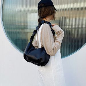 Летняя сумка Ins сладкого стиль складки сумки из мягкой кожи большой емкости сумочки 2020 популярного плечо мешка 4Color