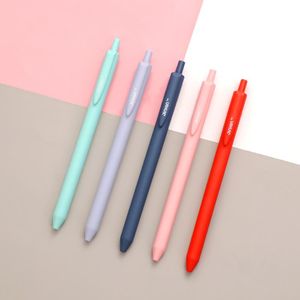 Jianwu 5pcs/set Morandi Gel Pen 0.4mm針ペンプレスシンプルでクイックドライヤーのためのジャーナルKawaii School Supplies