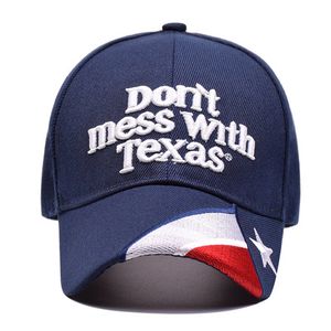 Non scherzare con il cappello del Texas USA Bandiera dello stato del Texas Berretti da baseball Lettera Ricamo Visiera esterna Bill Berretto unisex HHA1588