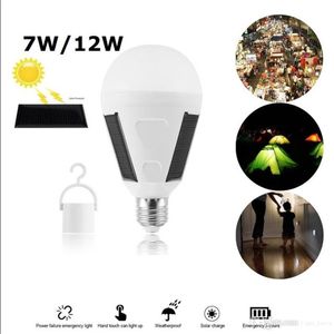 Bulbi LED ricaricabili E27 Lampada solare 7W 12W 85V-265V Luce da pesca da viaggio per lampadina ad alimentazione esterna