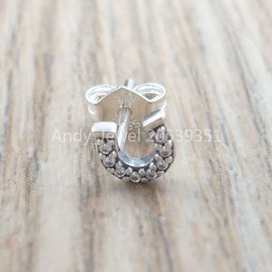 Andy Jewel 925 Sterling Silver Beads My Lucky Horseshoe Singolo orecchino a bottone Charms Adatto per gioielli stile Pandora europeo Bracciali Collana 2