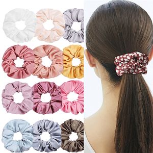 Satin Fabric Scrunchies Hair Ring Pony Tails Holder Elastics Ties Rubber Bands fashion Headband jewelry