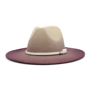 Unisex Panama Jazz Hüte Nachahmung Woolen Fedora Hut Braun Gürtel Schnalle Dekor Breite Krempe Party Cowboy Spray Paint Caps