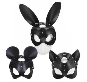 Fetish Head Mask BDSM Bondage Restraints Faux Leather Rabbit Cat Ear Bunny Masks Roleplay Sex Toy For Men Women Cosplay Games