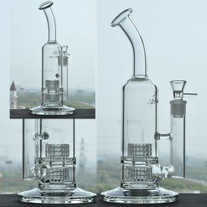 Double Showerhead Perc Handmade Narghilè Sottomarino Dab Oil Rig Matrix Bong Fab Egg Water Pipe 18mm Joint Narghilè Bong in vetro