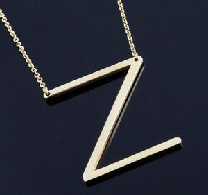 Women Fashion Sideways Personalized A-Z Letter Name Initial Gold Silver Plated Stainless Steel Necklace Pendant For Girls Best Gift