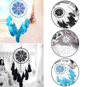 Black Dreamcatcher Handmade Wind Chimes Room DIY معلقة قلادة ريشة ريشة حلم الماسك الصياد المنزل الزخارف الفنية