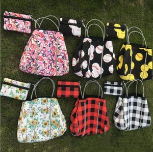 Neoprenowa torebka Torebka na ramię na dużą torbę Plaid Printing Torebki Crossbody Package Plażowe Torby LJJP0535