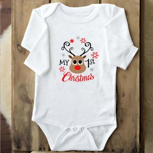 Mumpsuits minha primeira carta de Natal Imprima Romper Mumpsuit infantil Baby Girls meninos de manga longa roupas de roupa de manga longa