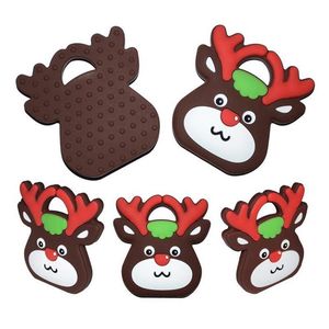 ベビーシリコーンTeetherフードグレードグレードTeening Toy Animal Deer Baby TeetherシリコーンビーズDIYチェーンクリスマスプレゼント