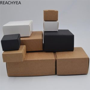 DIY Kraft Hediye Kutusu Beyaz/Kahverengi/Siyah Kağıt Küçük Sabun Kutusu Kraft Karton Mini Takı Paketleme Karton 12 Boyutlar