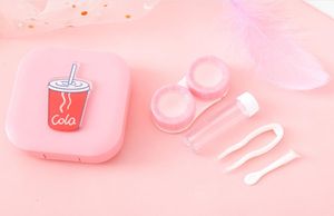 Cute Unisex Cartoon Travel Contact Lens Case Pink white Color Companion Box Contact Lenses Box Eyes Care Kit Holder