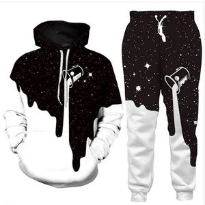 Neue Männer/Frauen Space Galaxy Milk Dripping Lustige 3D-Druck Mode Trainingsanzüge Hip Hop Hosen + Hoodies T012