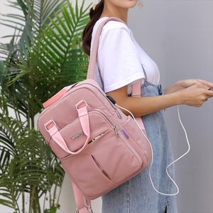 Nylon Women School Backpacks Anti -Roubo USB Backpack Backpack Bagpack Bagpack Bags Saco de Viagem para meninas adolescentes Novo