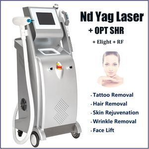 Vertical 5 in 1 Elight IPL RF nd yag laser hair tattoo removal machine 3 handles Salon beauty equipment