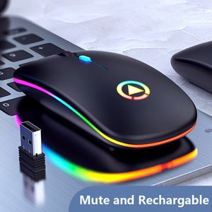 Uppladdningsbara trådlösa Bluetooth-möss 7 Färg LED Bakgrundsbelysning Silent Möss USB Optisk Gaming Mouse för Dator Desktop Laptop PC-spel