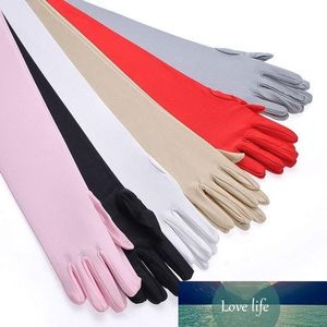 Charming Satin Wedding UV Protection Gloves Women Long Five Fingers Bridal Gloves for Lady Wedding Evening Party