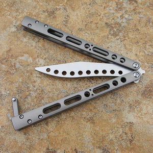 Theone Balisong EX-10 EX10 Butterfly Training Knife Not Sharp Titanium Handle Bushing Swing Trainer Jilt Knives Triton Squid Snake Sea Monster Chimera