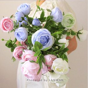 Simulering Dekorativa Blommor Rose Koreanska Ins Vind Små Friska Rosor Bouquet Wedding Flower Wall Decoration Props Home Inredning