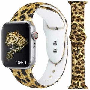 Soft Silicone flor leopardo padrão bandas bandas para a Apple Watch Series SE 6 5 4 3 2 1 38mm 42mm 40mm 44mm