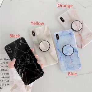 Marmor-Design, klare Stoßstange, glänzendes TPU, weiches Gummi, Silikonhülle mit Halter für iPhone 6 7 8 Plus/X XR XS XS Max/11 Pro Max