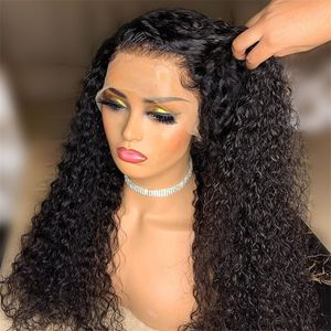 Cabelo cacheado e curado 360 Lace Synthetic Lace Front Wig para Mulheres Negras 13x4 Lace Frontente da peruca lúdica Horário natural Resistente ao calor