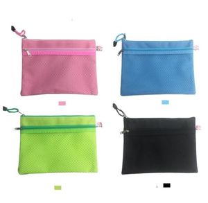 A4 A5 A6 Double Pouch Zipper Document Väskor Vattentäta filmappar för Office Student Office Stationery Bags Storage Zipper Bag