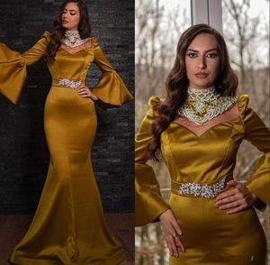 Formal 2020 wulstige Nixe-Abschlussball-Kleid-lange Hülsen-elegantes Abendkleider Naher Osten Dubai Arabisch Plus Size-Partei-Kleid