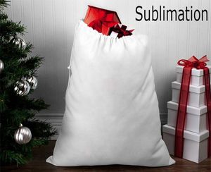 Weihnachtsgeschenkbeutel Sublimation Santa Sack Personalisierte Baumwolle Süßigkeiten Taschen Kinder Spielzeug Kordelzug Sacks Home Festival Liefert