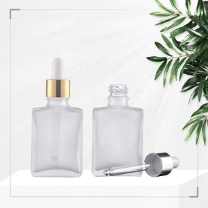 유리 피펫 튜브 골드 실버 블랙 뚜껑 에센셜 오일 화장품 Eliquid 오일에 대한 젖빛 30ML 유리 스포이드 병