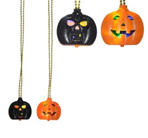 Halloween-Kürbis-Glühhalskette mit blinkenden Jack-Laternen-Lichtern, lustige LED-Licht-Halsketten, Party-Dekoration