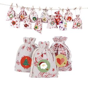 Em estoque! Presente de enfeites de árvore de Natal sacos orgânicos bolsa de lona Santa saco sacosable com pacotes de alces para crianças