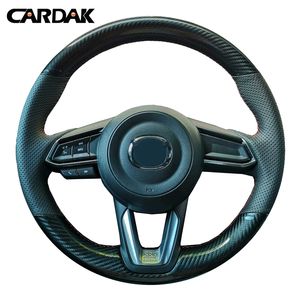 Черная кожа Углеродные волокна кожи Рулевая колеса автомобиля Обложка для Mazda CX3 CX3 CX5 CX5 2017 2018 Mazda 6 CX-9