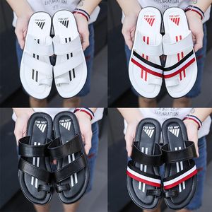 huaraches slippers loafers flats leather luxury slides designer sandals white black Striped color Slippers male Non-slip Slides flip flops