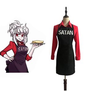 Spel helltaker satan förkläde skjorta cosplay kostym vuxna kvinnor män outfits svart tryckt satan förkläde justerbar halloween kostym