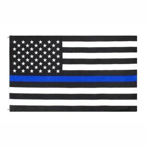 Amerikansk flagga 90cmx150cm brottsbekämpande myndigheter USA US American Police Thin Blue Line Flag DHL Gratis frakt W-00270