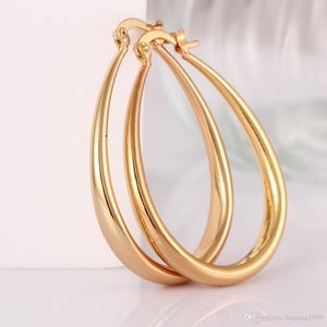 Ekologiczne Miedź 18K Złoto Wypełniony Teardrop Hoop Kolczyki Kobiety Biżuteria Nickle Free 8.5g 3.4x4.4cm