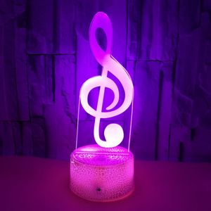 Colorful 3D led lights Touch Remote Control Atmosphere 3D Small Table Lamp Bedroom LED Decorative Musical Note Small Night Light