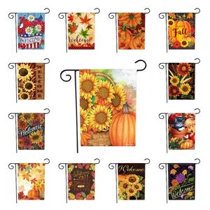 Pumpa sjunker Maple Leaf Sunflower Thanksgiving Garden Flag Courtyard Welcome Fall Flag Yard Banner Flaggor 30 * 45cm T2i51542