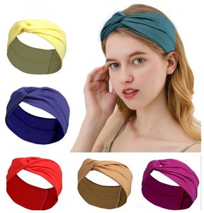 New Women Knotted Cross Wide Headband Sports Yoga Headwrap Hairband Stretch Turban Head Band Ladies Hair Accessories