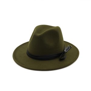 Ull trilby hatt kände panama fedora jazz solstrand stil med svart läder för man kvinnor gambler fedoras lock