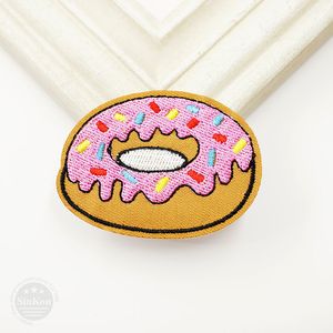 Donuts (Größe: 6,3 x 4,8 cm) DIY Stoffabzeichen Flicken Dekorieren Patch Jeans Jacken Tasche Kleidung Bekleidung Nähen Dekoration Applikation