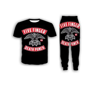 New Fashion Women / Mens Five Finger Death Punch engraçado 3d Imprimir T-shirt + Jogger Calças Casusal Treino Define S03