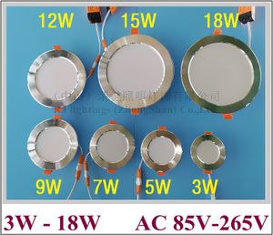 引込められたLEDの天井のライトダウンランプLEDダウンライト3W 5W 7W 9W 12W 15W 18WのアルミニウムAC85V-265V SMD 5730麦わら帽子スタイル