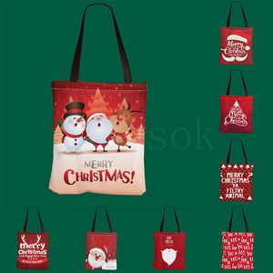 Bolsa de presente de Natal Elk bolsa de lona único lado impresso bolsa de natal home saco de armazenamento de casa festas do partido da972