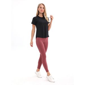 L-74 Donna Sexy Open Back Sport Solid Yoga Camicie Tie Workout Manica corta traspirante Canotte fitness top donna camicia sportiva