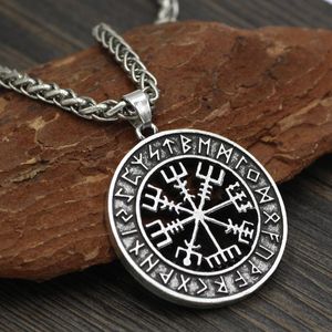 Viking İzlanda vegvisir kask korkusu Runic Circle kolye büyülü çıtalar pusula rune muska collier kolye1253b